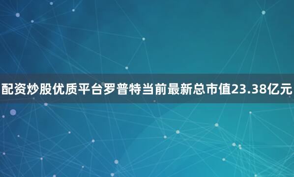 配资炒股优质平台罗普特当前最新总市值23.38亿元